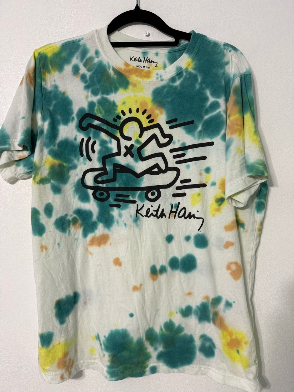 Keith Haring Tie-Dye Skate Graphic Tee - Green, Yellow, Orange